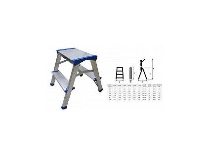 Schůdky oboustranné Al 2x8, nosnost 150 kg "AKČNÍ CENA BEZ SLEVY"