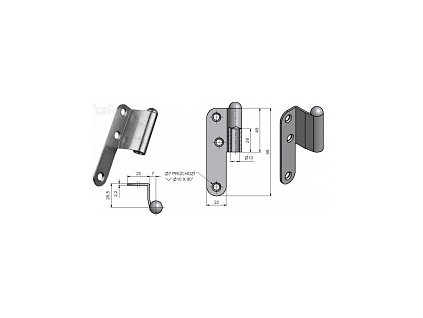Závěs lomený JP5 H.D.''L'' žlutý Zn č.93210510