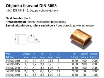 Objímka lisovací měděná DIN 3093 Cu