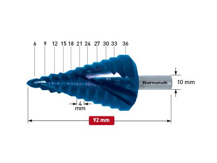 Stupňovitý vrták povlakovaný o průměru 6-36 mm