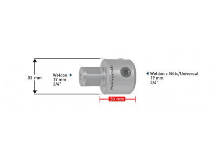 Prodloužení 30 mm pro kolejové vrtáky