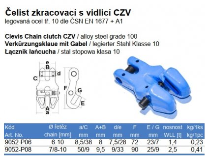 Čelist zkracovací s vidlicí a čepem, tř.10