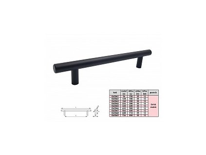 HRAZDA úchytka 12/160/200mm ČERNÁ MATNÁ