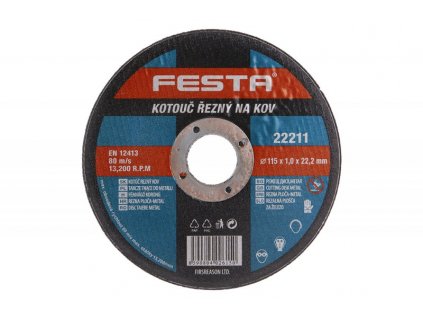 KOTOUČ ŘEZNÝ NA KOV ocel nerez FESTA (Varianta Kotouč řezný kov 115x1x22. 2 FESTA)