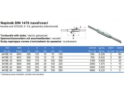 Napínák DIN 1478 navařovací trubkový