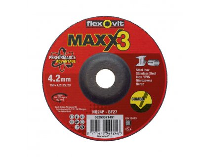 Broušení Kotouč pro kov, inox 150x4.2x22.23mm pro Úhlová bruska Flexovit MAXX 3