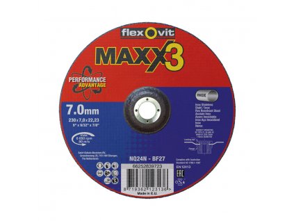 Broušení Kotouč pro kov, inox 230x7x22.23mm pro Úhlová bruska Flexovit MAXX 3