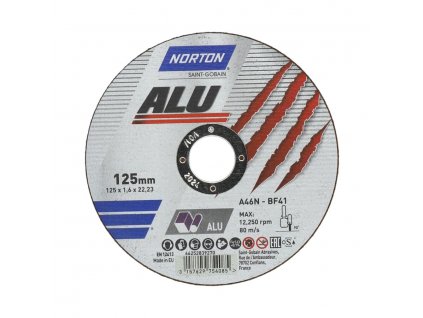 Ultra tenké řezání Kotouč pro alu 125x1.6x22.23mm pro Úhlová bruska Norton ALU