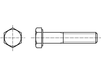 DIN 931 šroub šestihranná hlava 8.8 černý M39 částečný závit