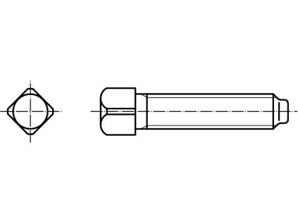 DIN 479 šroub čtyřhranná hlava upínací osazený konec 8.8 černý