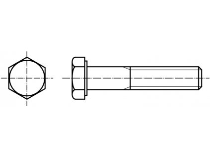 DIN 960 šroub šestihranná hlava M10 stoupání 1,25 , 8.8 černý částečný závit