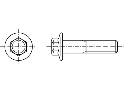 DIN 6921 šroub šestihranná hlava s límcem nerez A2