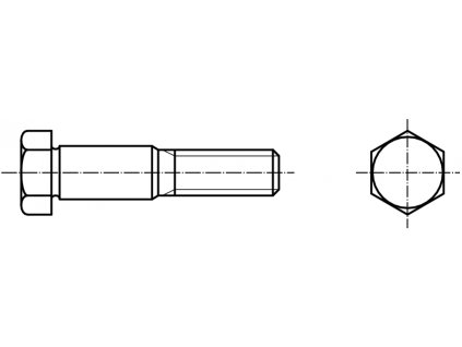DIN 609 lícovaný šroub šestihranná hlava dlouhý závit 8.8 černý