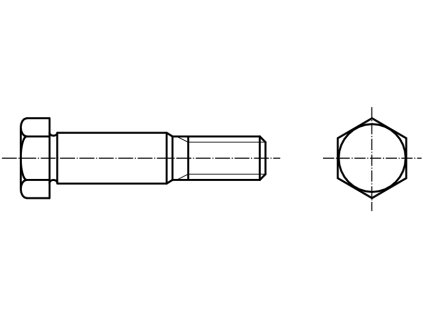 DIN 610 lícovaný šroub šestihranná hlava krátký závit 8.8 černý