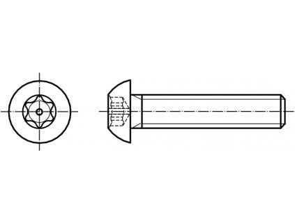 ISO 7380 INBUS (IMBUS) šroub půlkulatá hlava TORX SECURITY BUTTON nerez A2