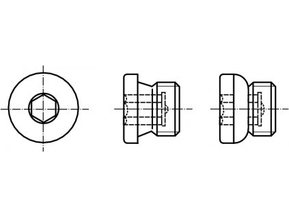 DIN 908 zátka INBUS (IMBUS) s nákružkem a válcovým závitem černá + těsnící kroužek