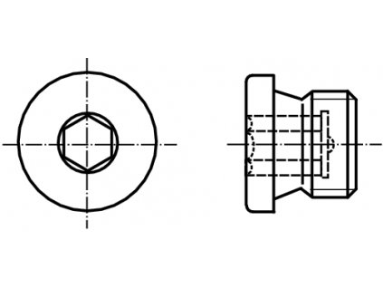 DIN 908 zátka INBUS (IMBUS) s nákružkem a trubkovým závitem G černá