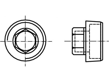 DIN 909 zátka s vnějším šestihranem a trubkovým závitem R černá