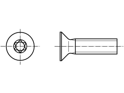 DIN 965 šroub zápustná hlava, drážka TORX pozink