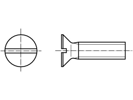 DIN 963 šroub zápustná hlava, plochá drážka POLYAMID PA