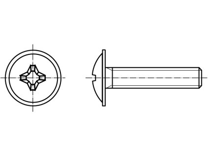 DIN 967 šroub s okrasnou půlkulatou hlavou a límcem, s křížovou drážkou pozink