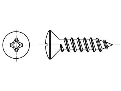 DIN 7983C šroub do plechu s čočkovou hlavou a křížovou drážkou PHILLIPS (ostrá špička) pozink