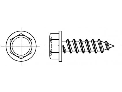DIN 6928C šroub do plechu se šestihrannou hlavou a límcem (ostrá špička) pozink