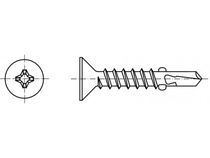 DIN 7504P šroub samovrtný se zapuštěnou hlavou PHILLIPS s křidélky pozink