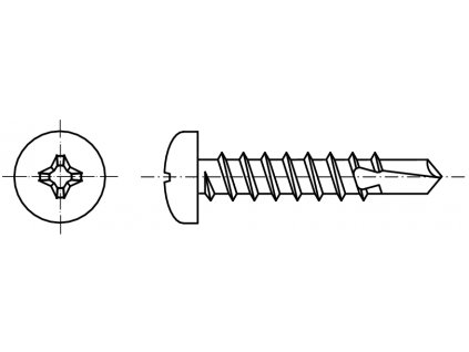 DIN 7504N šroub samovrtný s půlkulatou hlavou PHILLIPS nerez A2