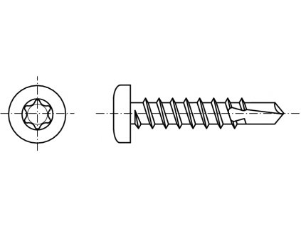 DIN 7504N šroub samovrtný s půlkulatou hlavou TORX nerez A2