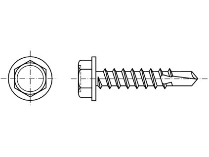 DIN 7504K šroub samovrtný šestihranná hlava s límcem nerez A2