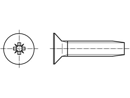 DIN 7500M šroub závitotvorný se zápustnou hlavou a křížovou drážkou POZIDRIVE pozink