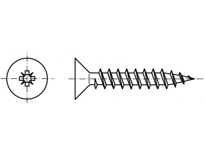 Univerzální vrut se zápustnou hlavou a křížovou drážkou POZIDRIVE nerez A2
