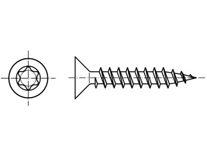 Univerzální vrut se zápustnou hlavou TORX zinek žlutý