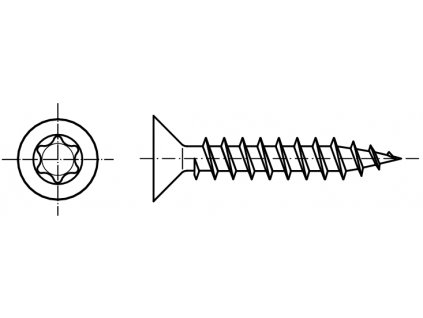 Univerzální vrut se zápustnou hlavou TORX nerez A2