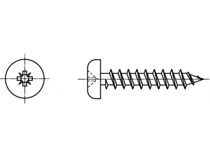 Univerzální vrut s půlkulatou hlavou a křížovou drážkou POZIDRIVE nerez A2