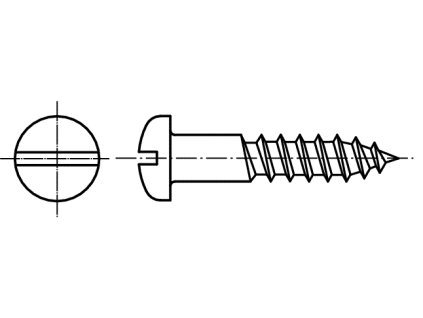 DIN 96 vrut do dřeva s půlkulatou hlavou a průběžnou drážkou mosaz MS