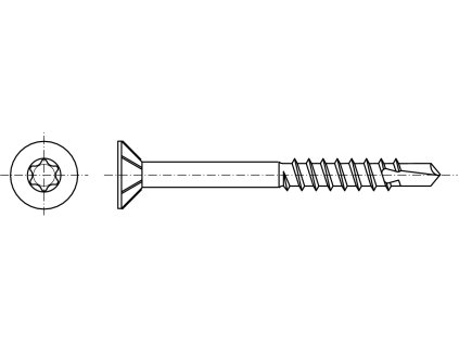 Vrut zapuštěná hlava TORX s vrtáčkem zinek bílý