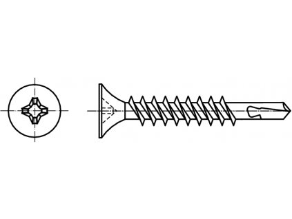TB - DIN 18182B vrut do sádrokartonu samovrtný se zápustnou hlavou, s vrtákem na špičce