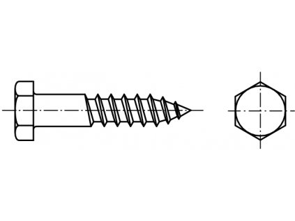 DIN 571 vrut do dřeva se šestihrannou hlavou nerez A2