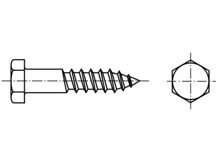 DIN 571 vrut do dřeva se šestihrannou hlavou nerez A4