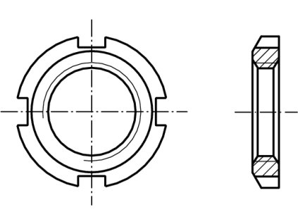 DIN 981 KM matice válcová se zářezy po obvodě, s jemným závitem
