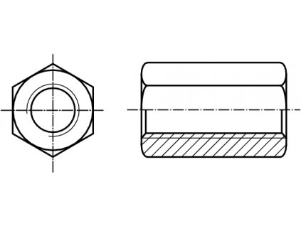 DIN 6334 matice šestihranná prodlužovací, vysoká 3d (spojovací) nerez A2