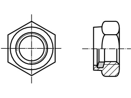 DIN 985 matice samojistná nízká s nylonem mosaz MS
