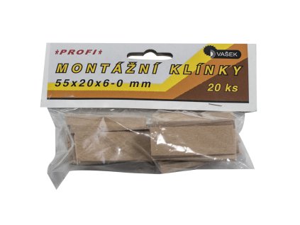 VAŠEK Klínky montážní dřevěné | podlahové 55x20x6-0 mm 1bal/20ks