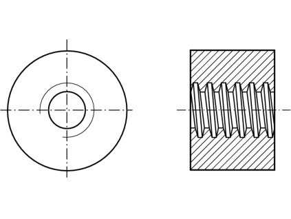 Trapézová matice válcová, vysoká 1,5d