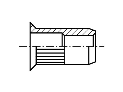 Nýtovací matice zapuštěná hlava 90st. rýhované tělo nerez A2