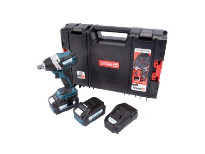 XTLINE Aku rázový utahovák na 1/2" hlavice bezuhlíkový 18 V + 2 baterie 5.0 Ah + nabíječka 3.5 A + box