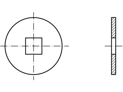 DIN 440V podložka pro dřevěné konstrukce se čtvercovým otvorem, forma V černá