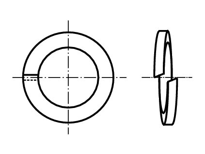 DIN 127B Podložka pružná s obdélníkovým průřezem, forma B (pro šestihranný šroub) černá